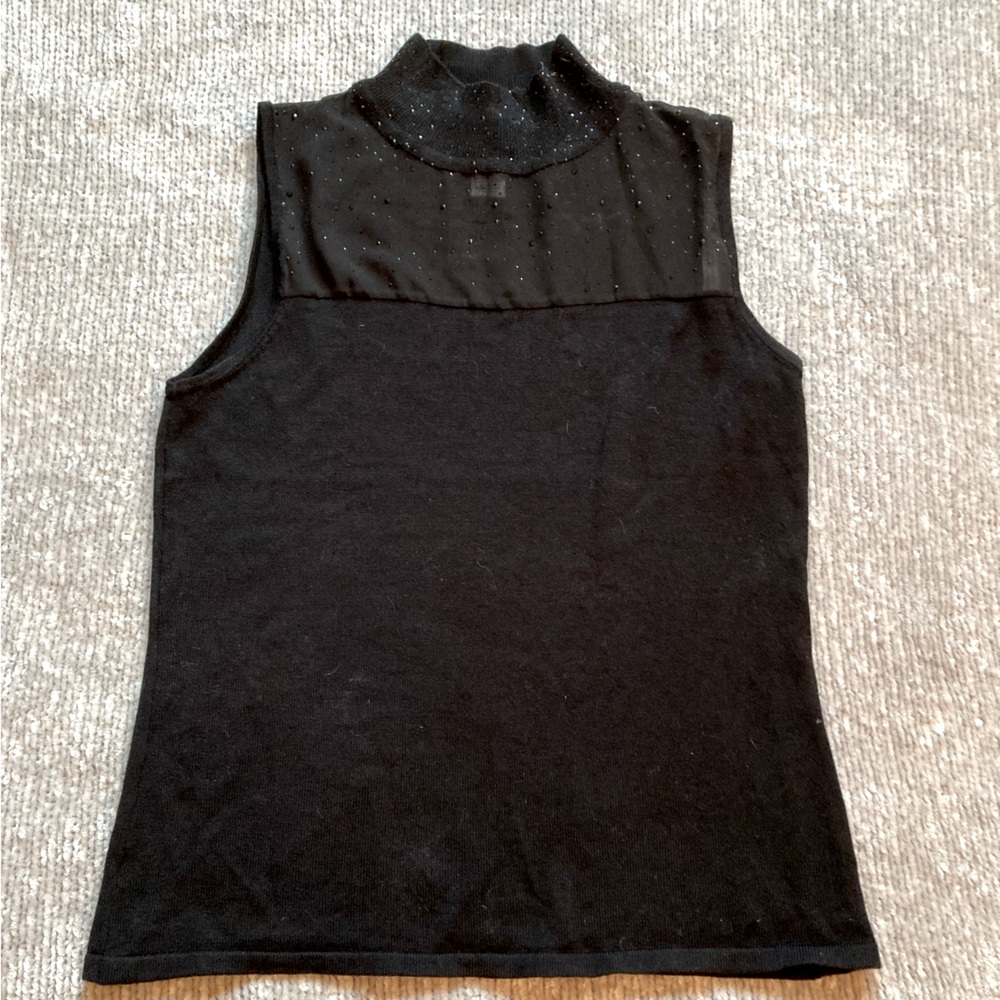 Illusion Top‎ Evening Sparkle Sleeveless Carmen Marc Valvo Large